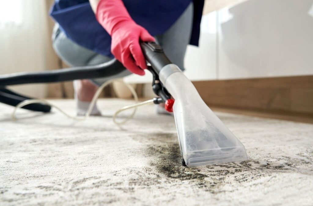 close up of a person cleaning carpet with vacuum cleaner